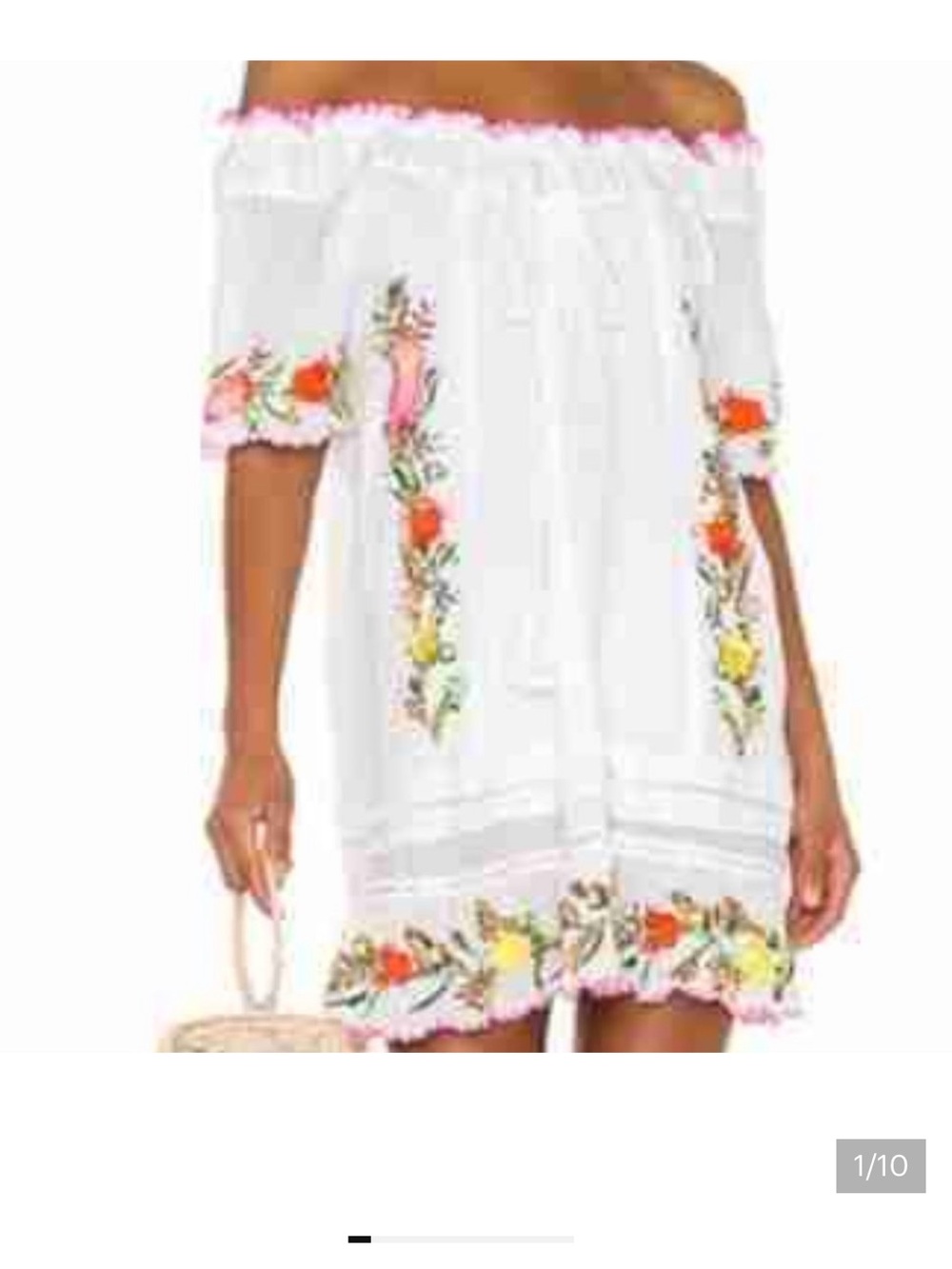 Pilyq Lana White with Pink and Yellow Floral Embroidery dress m/l
